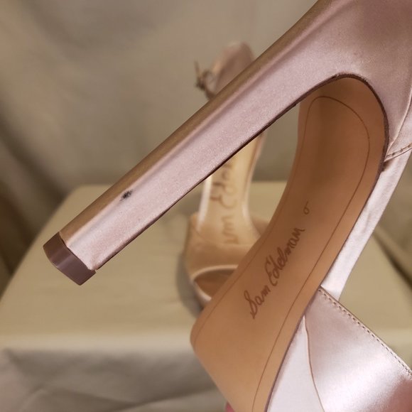 Sam Edelman Champagne Satin Platform Heels, Size 9. - Picture 8 of 9